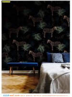 พิมพ์ภาพติดผนัง สำหรับงานตกแต่งผนังหัวเตียง วอลเปเปอร์ต่อลายม้าลายพื้นสีดำ เรียบง่ายสุดเท่