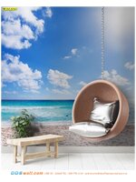 วอลเปเปอร์สั่งพิมพ์ตามแบบวิวทะเล ตกแต่งห้องนั่งเล่น ด้วยเฟอร์นิเจอร์ที่แปลกใหม่ ให้ดูสวยไม่ซ้ำใคร