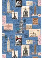 JLOT12-75 ลายแสตมป์ปารีส สีฟ้า