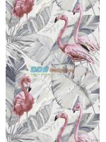 JPOP15-87 ลายนกฟลามิงโก้ สีเทา
