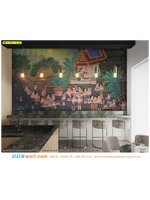 รับสั่ง พิมพ์วอลเปเปอร์ แต่งร้านอาหารไทย คู่กับเฟอร์นิเจอร์หินอ่อนสุดหรู ด้วยภาพวาดลายไทยประเพณีลอยกระทง ให้มีความหรูหรา