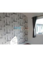 ผลงานติดตั้งวอลเปเปอร์ ลายหอไอเฟล ที่บ้านเดี่ยว พฤกลดาสุวรรณภูมิ