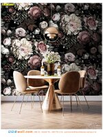 ภาพวิว ภาพศิลปะ แต่งผนังร้านอาหารลายดอกไม้พื้นหลังสีดำ โดดเด่น มีเสน่ห์ สะดุดตา ในราคาไม่แพง