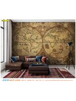 ร้านที่รับ พิมพ์ภาพติดผนัง ตกเเต่งห้องนั่งเล่น ด้วยรูปติดผนังลายแผนที่ แฝงด้วยความเรียบง่ายและมีเสน่ห์ สร้างให้มีบรรยากาศวินเทจเเบบเรียบหรู