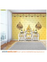 บริการ พิมพ์วอลเปเปอร์ห้องพระ ภาพลายเทพพนมสีทอง2องค์ พื้นหลังสีเหลือง