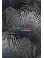 JPOP15-72 ลายใบไม้ สีเทาดำ