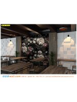 ภาพวิว ภาพศิลปะ ตามพื้นที่ ตกแต่งร้านอาหาร ลายดอกไม้พื้นหลังสีดำ ดูสดชื่น สวยงาม