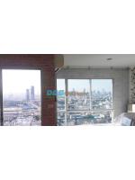 ผลงานติดวอลเปเปอร์ ลายก้อนอิฐ สีเทา ที่คอนโด LPN พระราม3