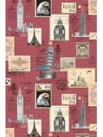 JLOT12-76 ลายแสตมป์ปารีส สีแดง