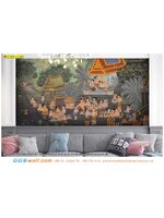 บริการ พิมพ์วอลเปเปอร์ ประดับผนังห้องนั่งเล่น ด้วยภาพวาดสั่งปริ้นลายไทยประเพณีลอยกระทงสวยงาม