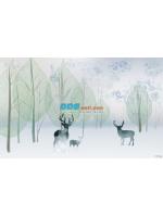 PRINT17-77 ภาพพิมพ์ ลายการ์ตูนภาพวาดรูปกวาง