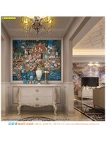 ผลิต wallpaper ติดห้องรับแขกประดับภาพประเพณีไทย พร้อมด้วยเฟอร์นิเจอร์สุดหรู