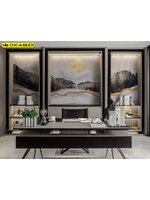 วอลเปเปอร์สั่งทำ ภาพทิวทัศน์ป่าสนและดวงอาทิตย์ นำเสนอ ความสงบและความลึกซึ้งในห้องทำงาน