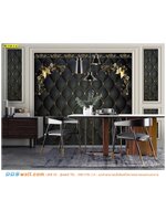 ภาพพิมพ์วอลเปเปอร์ ลายเส้นทองฝังเพชรแต่งมุมผีเสื้อดอกไม้ ติดห้องอาหาร ดินเนอร์สุดหรู ในราคาประหยัด