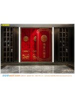 พิมพ์วอลเปเปอร์ ภาพคมชัด ตกแต่งผนังตู้โชว์ ภาพอักษรจีนมงคลลายประตูจีนมังกรทองเพื้นหลังสีแดง เสริมฮวงจุ้ย ดูยิ่งใหญ่เเละน่าค้นหา