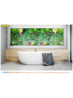 ปริ้นวอลเปเปอร์ ติดห้องน้ำ ภาพปลาคาร์ฟในสระบัวในแนวนอนขนาดใหญ่ มองแล้วสบายตา ดูสดชื่น