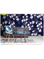 ปริ้นวอลเปเปอร์ ตามพื้นที่ ตกแต่งมุมพักผ่อนในบ้าน ภาพลายกิ่งดอกไม้สีขาว มุมนั่งที่แสนสบาย
