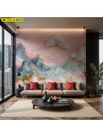 วอลเปเปอร์สั่งทำ ภาพภูเขาลอยเมฆสีชมพู นำเสนอ ความหรูหราทันสมัยและศิลปะแบบพาสเทล