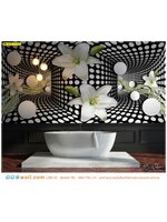 พิมพ์ภาพติดผนัง ตกแต่งห้องน้ำ ภาพลายกราฟฟิก3มิติลายจุดเเละดอกไม้เเบบสามมิติ ช่วยให้พื้นที่ห้องดูกว้างขวางขึ้น ไม่รู้สึกอึดอัด เเละสบายอารมณ์