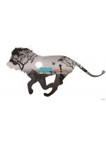 PRINT17-118 ภาพพิมพ์ ลายสิงโตภาพสะท้อน สีดำ