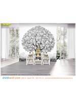 ภาพตกแต่งหิ้งพระคุณภาพดี ลายไทยลิขสิทธิ์ภาพต้นโพธิ์เงิน หมึกพิมพ์ปลอดสารตะกั่ว กันน้ำทนแดด