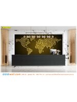 บริการพิมพ์ ผ้าแคนวาส ตกแต่งเคาน์เตอร์ ลายแผนที่โลกสีทองระยิบระยับพื้นสีดำ เป็นสองเฉดสีที่หรูหรา ดูเข้มแข็ง