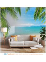 ปริ้นรูปผ้าแคนวาสวิวทะเล ตกแต่งห้องนั่งเล่น สไตล์มินิมอล
