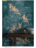 ผลิตวอลเปเปอร์พิมพ์ลาย ในไทย ภาพวาดศิลปะไทยลายกินรี ในโทนสีสบายตา ทำให้มองเพลิน สร้างความสงบ สบายใจ