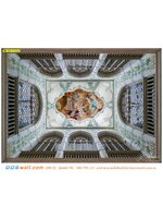 ภาพศิลปะ ผ้าCanvas แต่งบ้าน ลายฝ้าเพดาน ลายกระเบื้องสไตล์ยุโรปมาตกเเต่งในเพดานสูง ทำให้ดูโล่งเเละโออ่า ดูยิ่งใหญ่