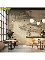 วอลเปเปอร์สั่งผลิต ภาพเรือพายในแม่น้ำ ออกแบบ สร้างความรู้สึกสงบและผ่อนคลายให้แก่พื้นที่