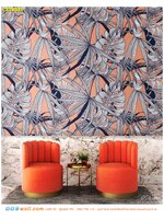 วอลเปเปอร์พิมพ์ลายใบไม้และดอกไม้หลากหลายเฉดสี ตกแต่งมุมนั่งเล่น ให้ดูดีมีระดับขึ้น