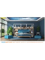 ผลิต wallpaper แต่งห้องนอน ภาพลายท้องฟ้ากับนก โทนสีน้ำเงินเข้ม ให้ดูโปร่งโล่งสบายตา