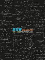 JFAY12-38 ลายสูตรคณิตศาสตร์ สีขาว พื้นหลังสีดำ