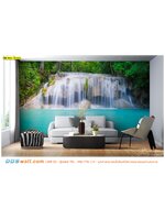 รับทำวอลเปเปอร์ติดผนังภาพวิว ฮวงจุ้ยภาพน้ำตกจากชั้นหินที่งดงาม เพิ่มบรรยากาศให้ห้องรับแขก ดูสดชื่น