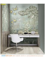 ภาพพิมพ์วอลเปเปอร์ หมึกกันน้ำ ลายกำแพงในสวนป่าธรรมชาติ ตกแต่งมุมนั่งแต่งหน้าสวยๆ