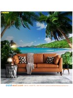 วอลเปเปอร์สั่งพิมพ์ภาพแคนวาสวิวทะเล ตกแต่งห้องรับแขก เพิ่มความสวยงาม