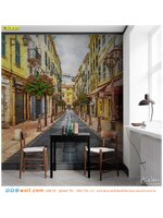จำหน่ายภาพพิมพ์วอลเปเปอร์ ภาพตึกสไตล์ยุโรปเเบบคลาสสิค เพิ่มสีสันให้ห้องนั่งเล่นให้ดูนุ่มนวลเเละสบายตา ดูเสมือนจริง