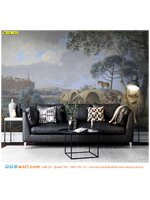 พิมพ์ภาพติดผนัง ตกแต่งบ้าน ลายยุโรป โทนสีฟ้าขาวเทา ภาพวาดมีเรื่องราว สัตว์ เเละสถานที่ หาโซฟาสีทึบ มาตกเเต่งจะดูเข้ากันได้ดี