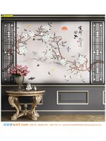 ภาพพิมพ์วอลเปเปอร์ ตกแต่งบ้าน ลายดอกไม้จีน ด้วยลวดลายภาพมีเสน่ห์ในตัวอยู่เเล้ว สไตล์วินเทจ