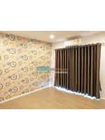 ผลงานตกแต่งบ้าน ด้วยผ้าม่านตาไก่ แบบทึบ สีน้ำตาลทอง