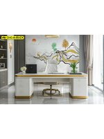 วอลเปเปอร์สั่งทำ ภาพภูเขาและต้นไม้ทองคำ นำเสนอ ความหรูหราและวิสัยทัศน์ที่สดใสในห้องทำงาน