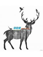 PRINT17-111 ภาพพิมพ์ ลายกวาง สีเทา