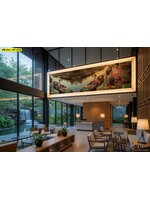 วอลเปเปอร์สั่งผลิต ภาพตลาดน้ำสไตล์ไทย ออกแบบ สร้างเอกลักษณ์และความน่าสนใจให้พื้นที่ต้อนรับ รับติดตั้ง งานวอลล์ขนาดใหญ่