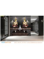 งานตกแต่งห้องพระ ภาพมงคลสั่งปริ้น ลายเทพพนมคู่ พื้นหลังสีดำ