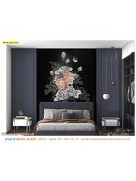 ร้านที่รับ ผลิต wallpaper ตกแต่งห้องนอน ภาพลายช่อดอกไม้สีส้มเทาและผีเสื้อ ความอบอุ่นที่มาพร้อมสไตล์โมเดิร์นวินเทจ ให้ความเรียบง่าย