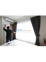 ผลงานติดตั้งผ้าม่าน สีเทา ที่คอนโดลุมพินี วิลล์ (LPN) ย่านพัฒนาการ