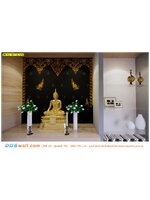 วอลเปเปอร์ลายไทยห้องพระ ภาพเทพพนมสีทององค์เล็ก2องค์ พื้นหลังสีดำ