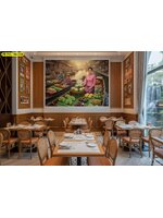 วอลเปเปอร์ภาพพิมพ์ลายตลาดน้ำโทนอุ่น ยกระดับบรรยากาศร้านอาหารให้ดูพรีเมียมและเชื่อมโยงวัฒนธรรมอย่างกลมกลืน