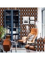 JLOT12-43 ลาย3มิติ สีส้ม-เทา