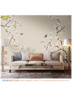 รับสั่งทำภาพวิว ภาพศิลปะ ตกแต่งห้องรับแขก ลายดอกไม้จีน สไตล์วินเทจเเบบมีราคา